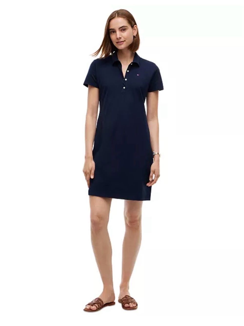 Tommy Hilfiger Classic Pique Navy Short-Sleeve Polo Dress Size Medium